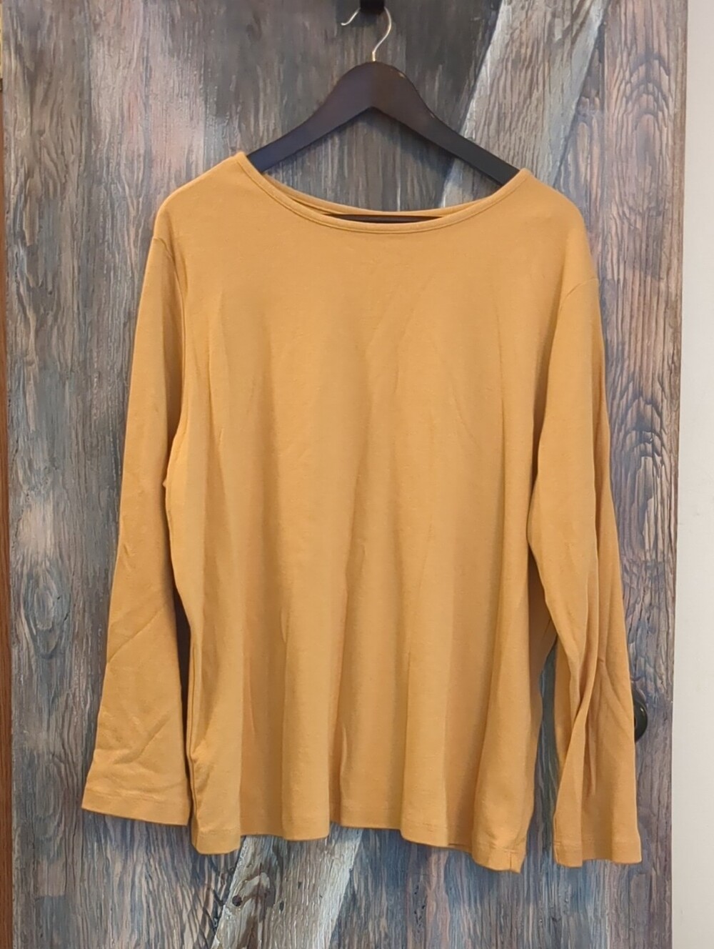 Bedford Fair Women's Long-Sleeve Boatneck Top  Mustard Yellow Plus Size 3XL